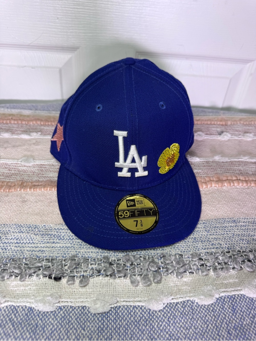New Era LA Dodgers Fitted Cap in Royal Blue with Embroidered Patches